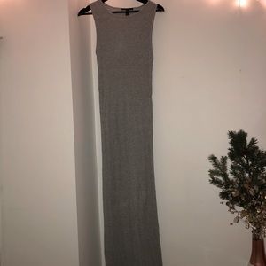 Gray long hip hugging maxi dress